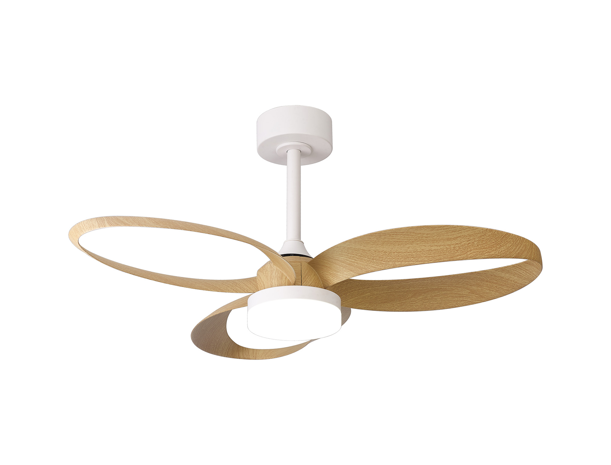 M8702  Infinity Fan 24W LED Dimmable Ceiling Light & Fan, Remote Controlled, White/Wood